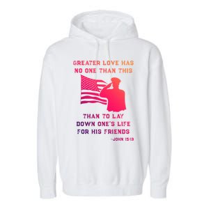 Honor Remember Memorial Military American Flag / Bible Verse Cute Gift Garment-Dyed Fleece Hoodie