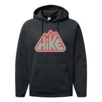 Hike! Retro Minimalist Mountain Hiking Performance Fleece Hoodie