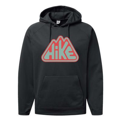 Hike! Retro Minimalist Mountain Hiking Performance Fleece Hoodie