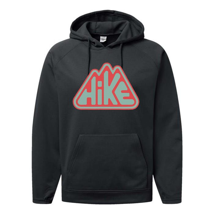 Hike! Retro Minimalist Mountain Hiking Performance Fleece Hoodie