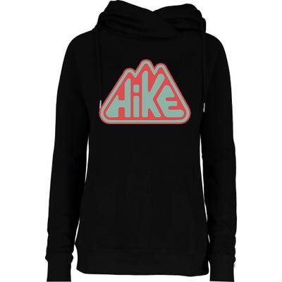 Hike! Retro Minimalist Mountain Hiking Womens Funnel Neck Pullover Hood