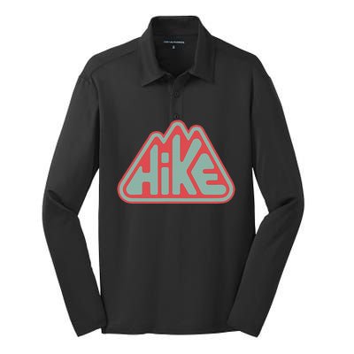 Hike! Retro Minimalist Mountain Hiking Silk Touch Performance Long Sleeve Polo