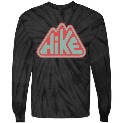 Hike! Retro Minimalist Mountain Hiking Tie-Dye Long Sleeve Shirt