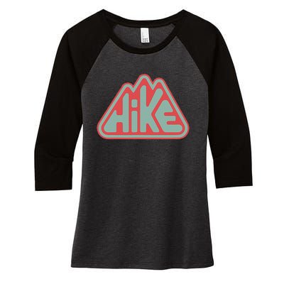 Hike! Retro Minimalist Mountain Hiking Women's Tri-Blend 3/4-Sleeve Raglan Shirt