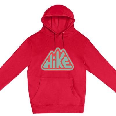 Hike! Retro Minimalist Mountain Hiking Premium Pullover Hoodie