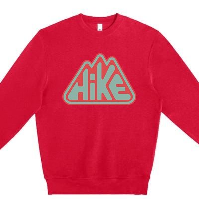 Hike! Retro Minimalist Mountain Hiking Premium Crewneck Sweatshirt