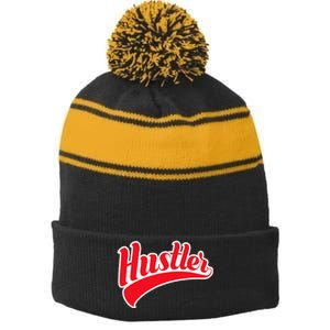 Hustler Red Money Lover Hustling Entrepreneur Hustle Stripe Pom Pom Beanie