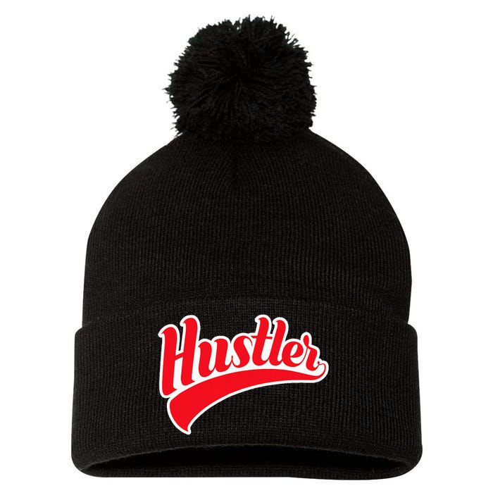 Hustler Red Money Lover Hustling Entrepreneur Hustle Pom Pom 12in Knit Beanie