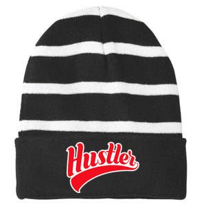 Hustler Red Money Lover Hustling Entrepreneur Hustle Striped Beanie with Solid Band