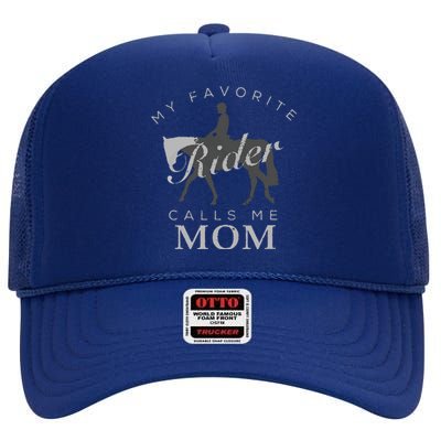 Horse Riding Mom And Son Daughter High Crown Mesh Back Trucker Hat