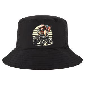 Hotdog Riding Monster Truck 4th Of July Usa Flag Cute Hotdog Gift Cool Comfort Performance Bucket Hat