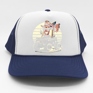 Hotdog Riding Monster Truck 4th Of July Usa Flag Cute Hotdog Gift Trucker Hat