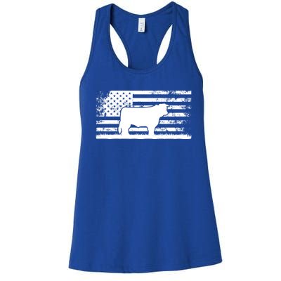 Hereford Rancher Meaningful Gift American Flag For Hereford Cow Farmer Gift Women's Racerback Tank