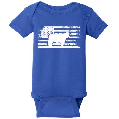 Hereford Rancher Meaningful Gift American Flag For Hereford Cow Farmer Gift Baby Bodysuit