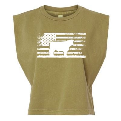 Hereford Rancher Meaningful Gift American Flag For Hereford Cow Farmer Gift Garment-Dyed Women's Muscle Tee