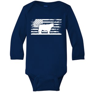 Hereford Rancher Meaningful Gift American Flag For Hereford Cow Farmer Gift Baby Long Sleeve Bodysuit