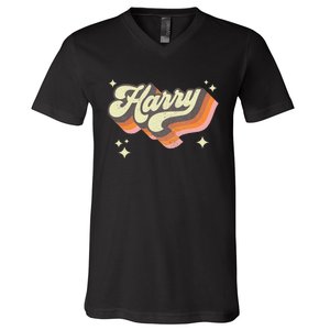 Harry Retro Male First Name Personalized 70s V-Neck T-Shirt