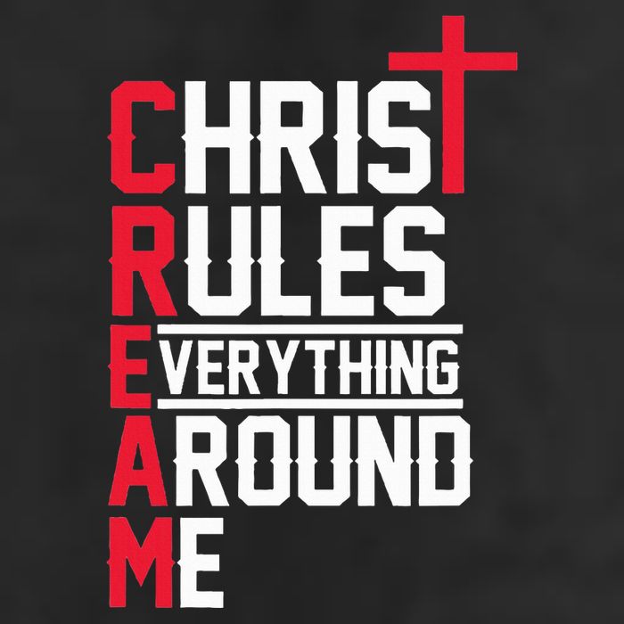 Hiphop Rap Music Cream Christ Rules Everything Around Me 7 Panel Mesh Trucker Snapback Hat