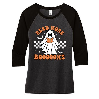 Halloween Read More Books Cute Boo Read A Book Teachers Day Women's Tri-Blend 3/4-Sleeve Raglan Shirt