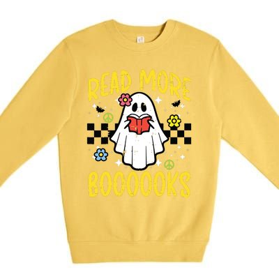 Halloween Read More Books Retro Costume Teacher Girl Premium Crewneck Sweatshirt