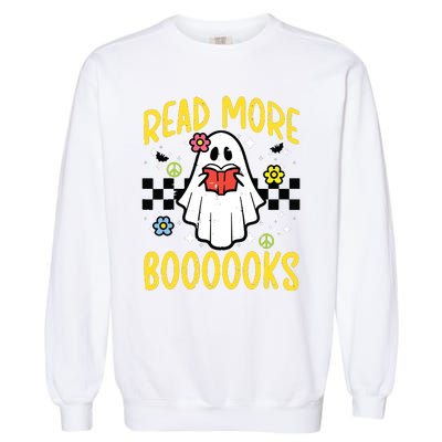 Halloween Read More Books Retro Costume Teacher Girl Garment-Dyed Sweatshirt