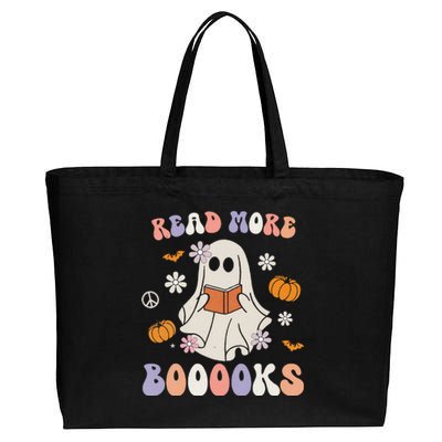 Halloween Read More Books Cute Boo Read A Book Teacher's Day Cotton Canvas Jumbo Tote