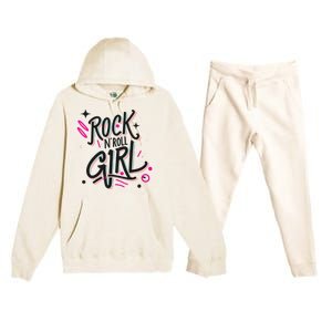 Halloween Rock N Roll Girl Retro Costume Graffiti Premium Hooded Sweatsuit Set