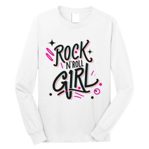 Halloween Rock N Roll Girl Retro Costume Graffiti Long Sleeve Shirt