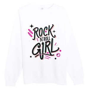 Halloween Rock N Roll Girl Retro Costume Graffiti Premium Crewneck Sweatshirt