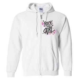 Halloween Rock N Roll Girl Retro Costume Graffiti Full Zip Hoodie