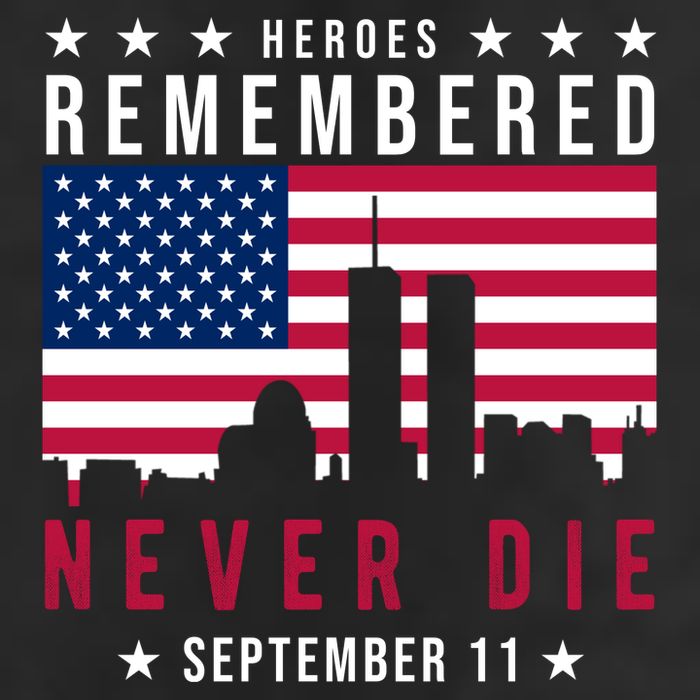 Heroes Remembered Never Die 911 American Flag 7 Panel Mesh Trucker Snapback Hat