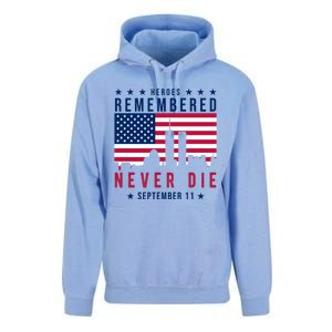 Heroes Remembered Never Die 911 American Flag Unisex Surf Hoodie