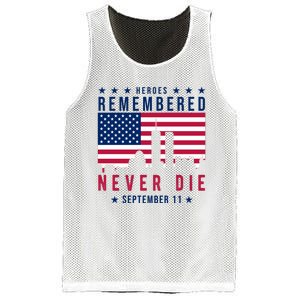 Heroes Remembered Never Die 911 American Flag Mesh Reversible Basketball Jersey Tank