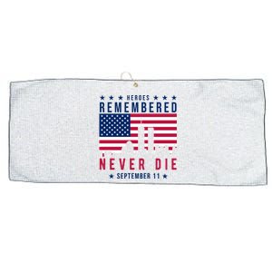 Heroes Remembered Never Die 911 American Flag Large Microfiber Waffle Golf Towel