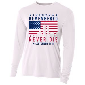 Heroes Remembered Never Die 911 American Flag Cooling Performance Long Sleeve Crew