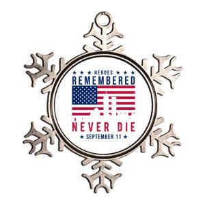 Heroes Remembered Never Die 911 American Flag Metallic Star Ornament