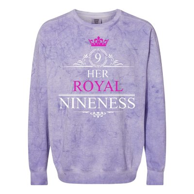 Her Royal Nineness 9th Birthday Nine Year Old Girl Colorblast Crewneck Sweatshirt