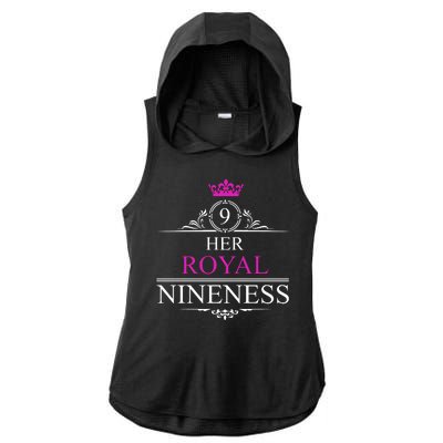 Her Royal Nineness 9th Birthday Nine Year Old Girl Ladies PosiCharge Tri-Blend Wicking Draft Hoodie Tank