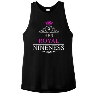 Her Royal Nineness 9th Birthday Nine Year Old Girl Ladies PosiCharge Tri-Blend Wicking Tank