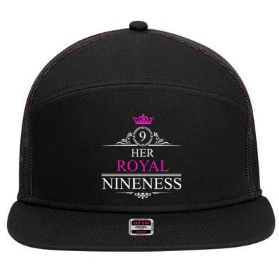 Her Royal Nineness 9th Birthday Nine Year Old Girl 7 Panel Mesh Trucker Snapback Hat