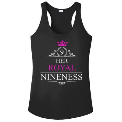 Her Royal Nineness 9th Birthday Nine Year Old Girl Ladies PosiCharge Competitor Racerback Tank