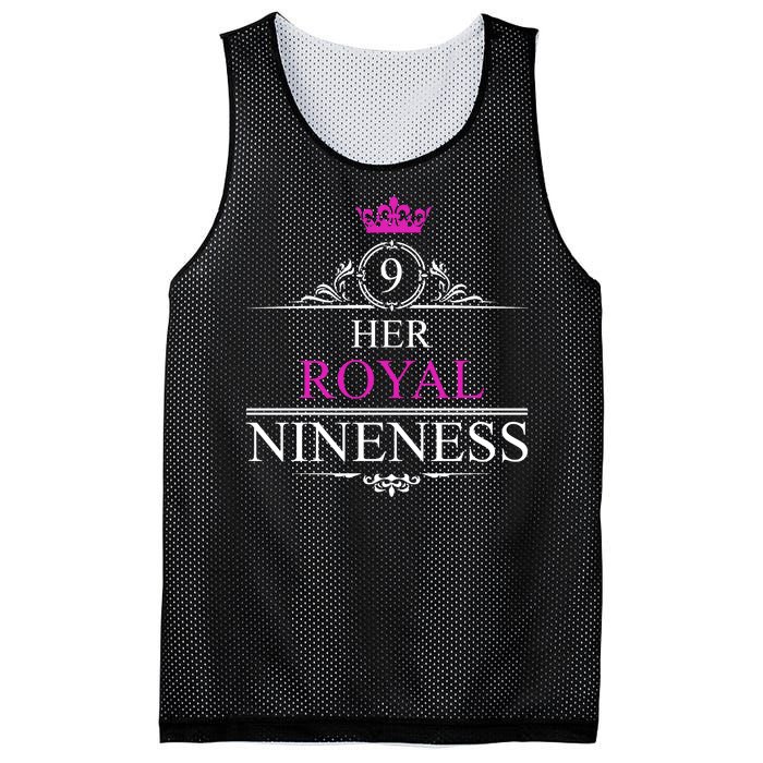 Her Royal Nineness 9th Birthday Nine Year Old Girl Mesh Reversible Basketball Jersey Tank