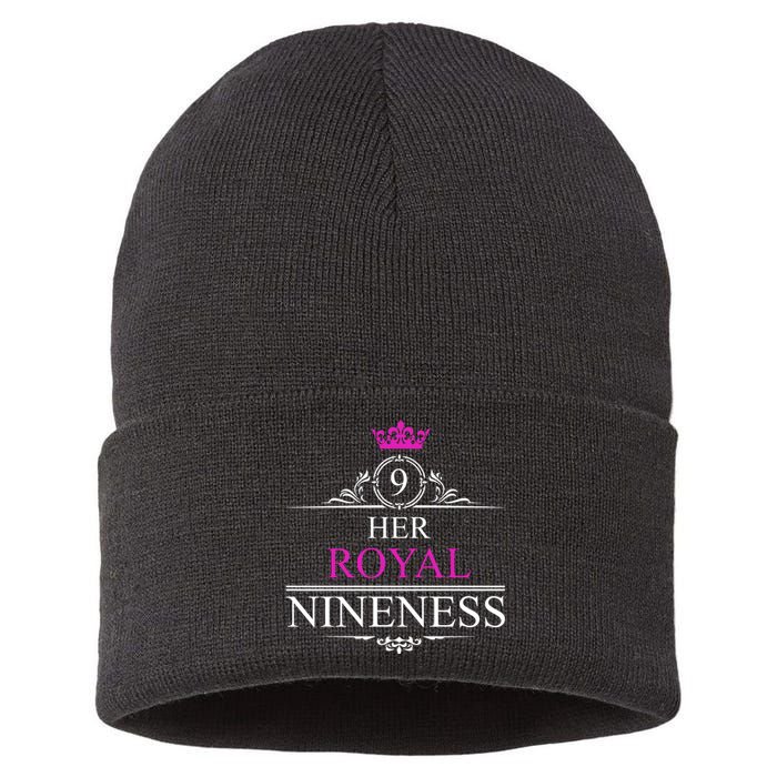 Her Royal Nineness 9th Birthday Nine Year Old Girl Sustainable Knit Beanie