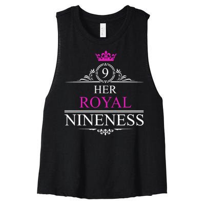 Her Royal Nineness 9th Birthday Nine Year Old Girl Women's Racerback Cropped Tank