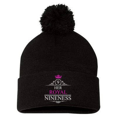 Her Royal Nineness 9th Birthday Nine Year Old Girl Pom Pom 12in Knit Beanie