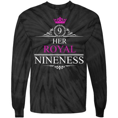 Her Royal Nineness 9th Birthday Nine Year Old Girl Tie-Dye Long Sleeve Shirt