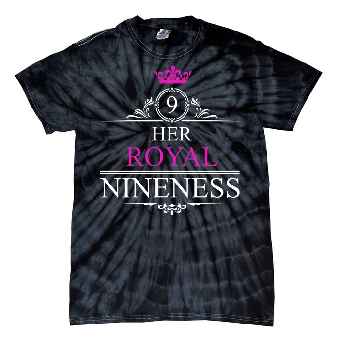 Her Royal Nineness 9th Birthday Nine Year Old Girl Tie-Dye T-Shirt