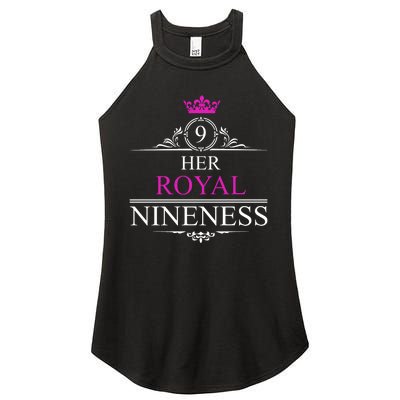 Her Royal Nineness 9th Birthday Nine Year Old Girl Women's Perfect Tri Rocker Tank