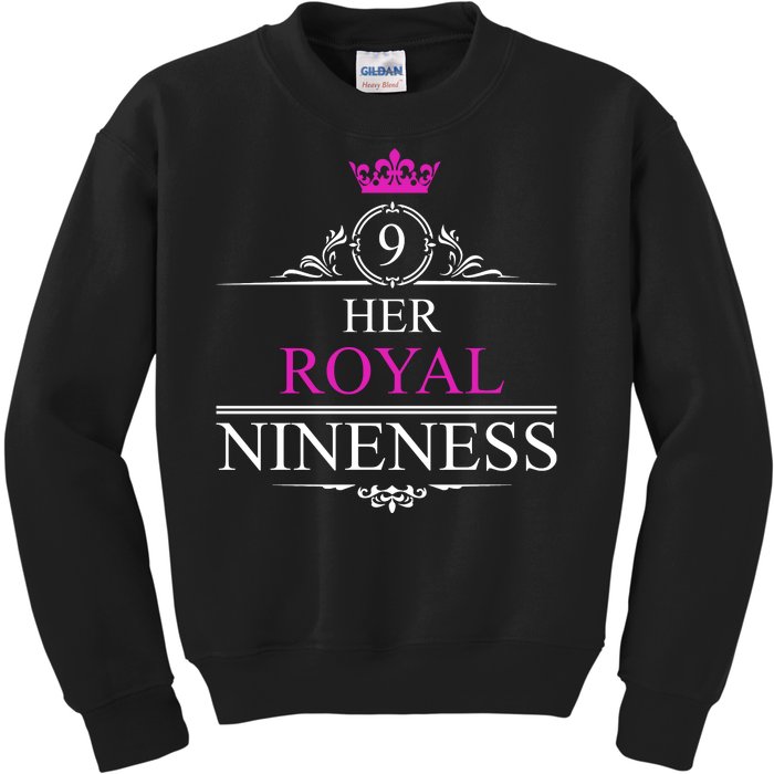 Her Royal Nineness 9th Birthday Nine Year Old Girl Kids Sweatshirt