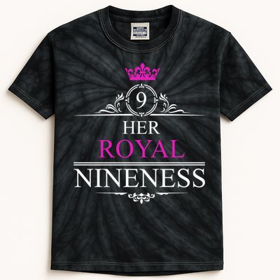 Her Royal Nineness 9th Birthday Nine Year Old Girl Kids Tie-Dye T-Shirt